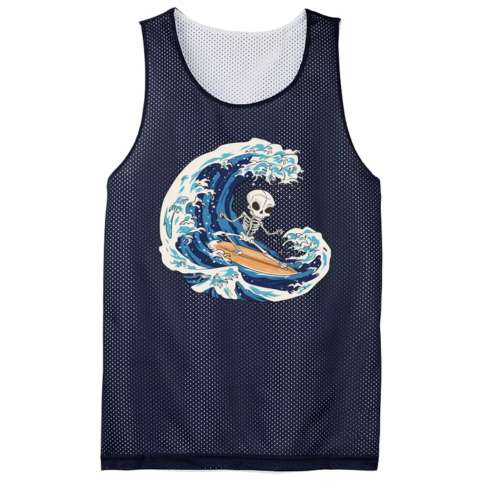 Skeleton Surfing Summer Surfer Mesh Reversible Basketball Jersey Tank