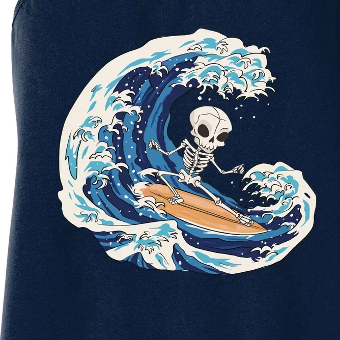 Skeleton Surfing Summer Surfer Women's Racerback Tank