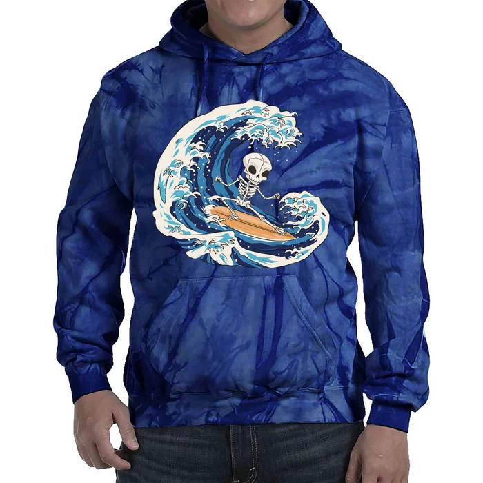 Skeleton Surfing Summer Surfer Tie Dye Hoodie