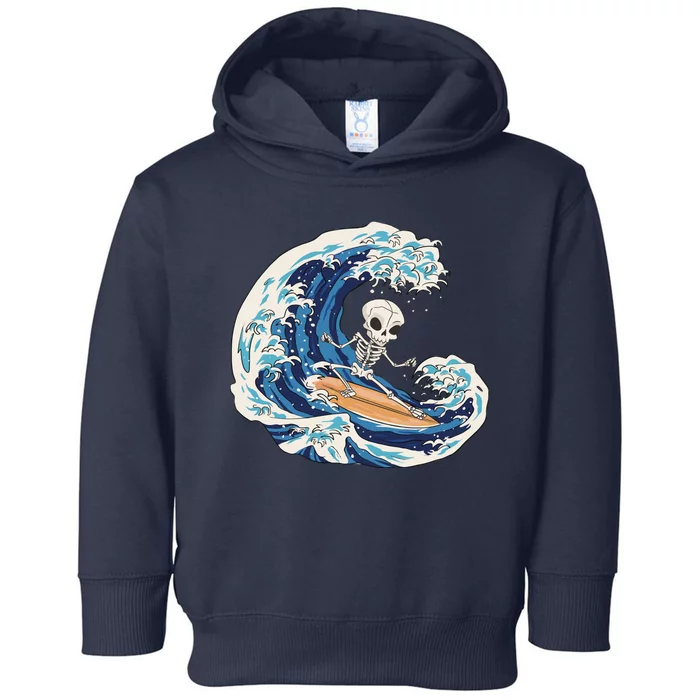 Skeleton Surfing Summer Surfer Toddler Hoodie