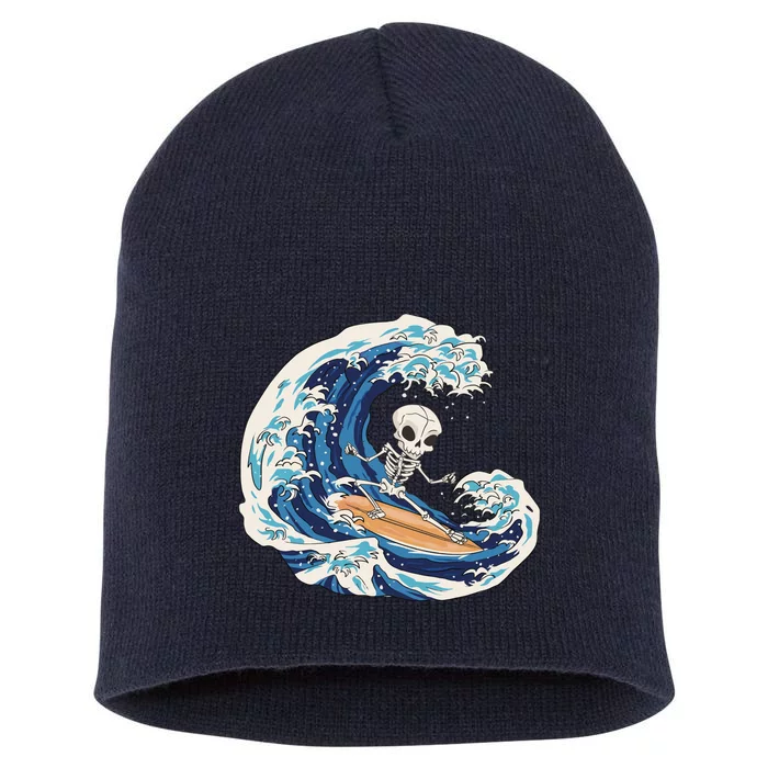 Skeleton Surfing Summer Surfer Short Acrylic Beanie