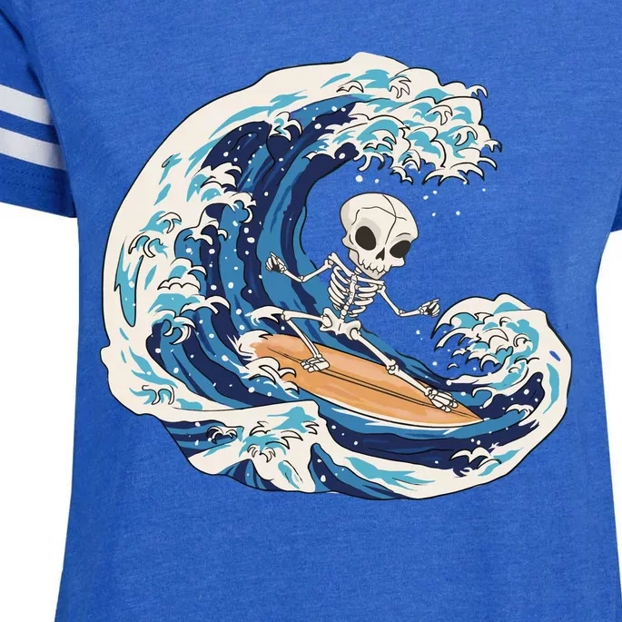 Skeleton Surfing Summer Surfer Enza Ladies Jersey Football T-Shirt