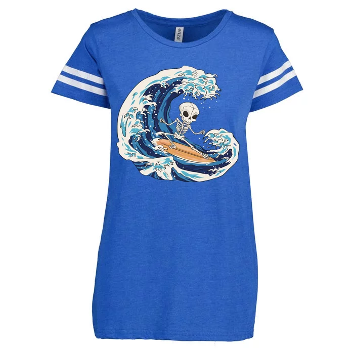 Skeleton Surfing Summer Surfer Enza Ladies Jersey Football T-Shirt