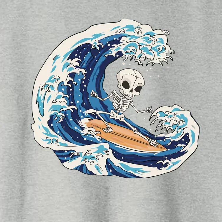 Skeleton Surfing Summer Surfer Women's Crop Top Tee