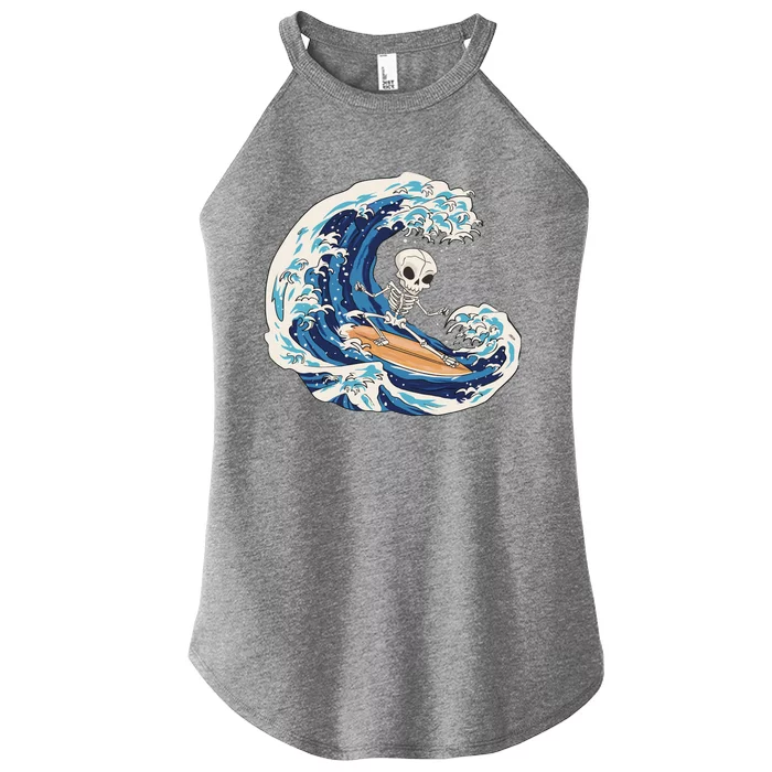 Skeleton Surfing Summer Surfer Women’s Perfect Tri Rocker Tank