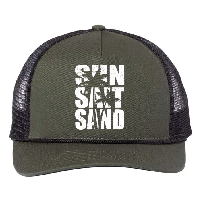 Sun Salt Sand Palm Trees Summer Break Retro Rope Trucker Hat Cap