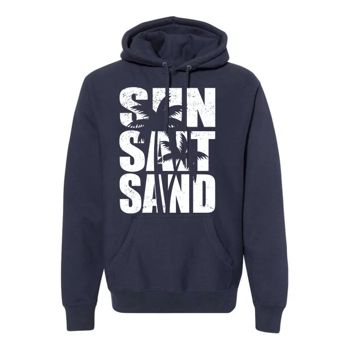 Sun Salt Sand Palm Trees Summer Break Premium Hoodie