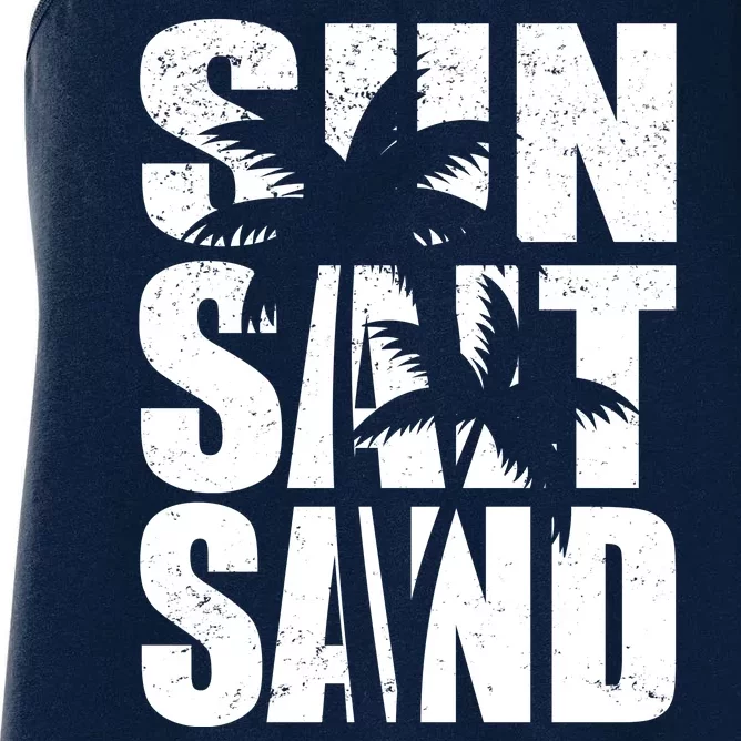 Sun Salt Sand Palm Trees Summer Break Women's Racerback Tank