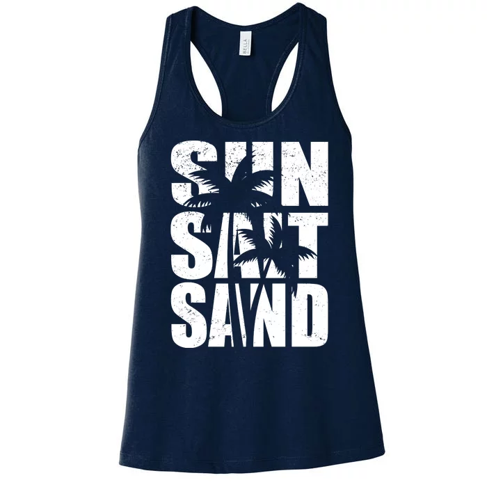 Sun Salt Sand Palm Trees Summer Break Women's Racerback Tank