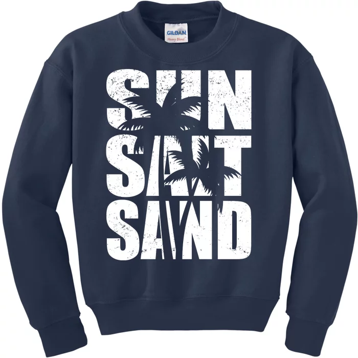 Sun Salt Sand Palm Trees Summer Break Kids Sweatshirt