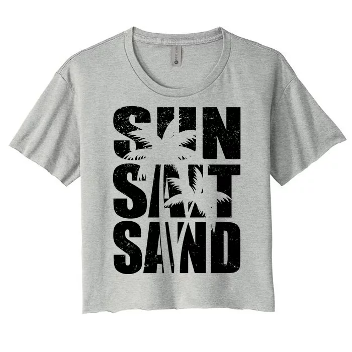 Sun Salt Sand Palm Trees Summer Break Women's Crop Top Tee