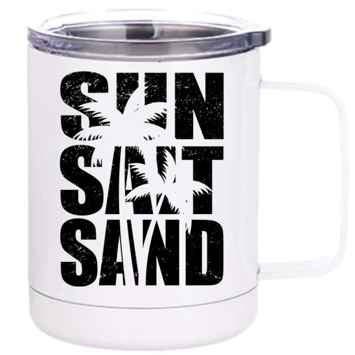 Sun Salt Sand Palm Trees Summer Break Front & Back 12oz Stainless Steel Tumbler Cup