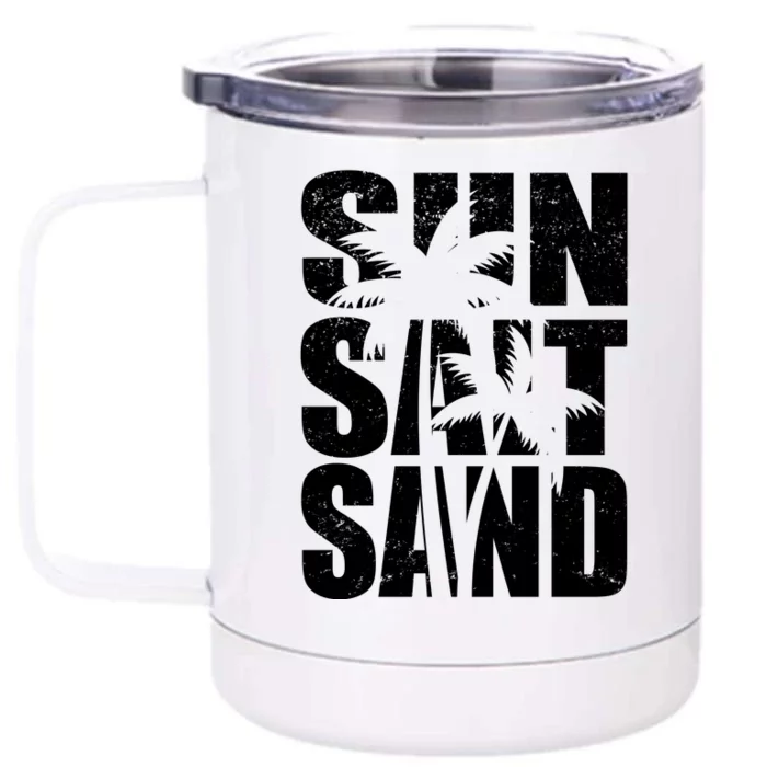 Sun Salt Sand Palm Trees Summer Break Front & Back 12oz Stainless Steel Tumbler Cup