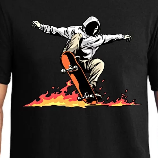 Skateboard Skateboarder Skater On Fire Skateboarding Gift Pajama Set