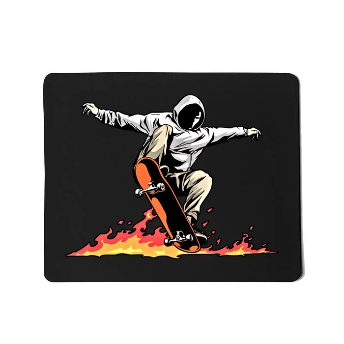 Skateboard Skateboarder Skater On Fire Skateboarding Gift Mousepad