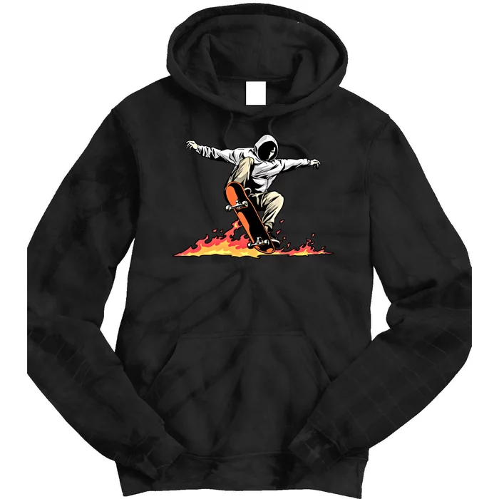 Skateboard Skateboarder Skater On Fire Skateboarding Gift Tie Dye Hoodie