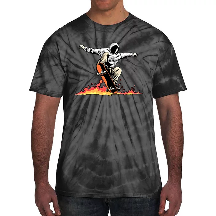 Skateboard Skateboarder Skater On Fire Skateboarding Gift Tie-Dye T-Shirt