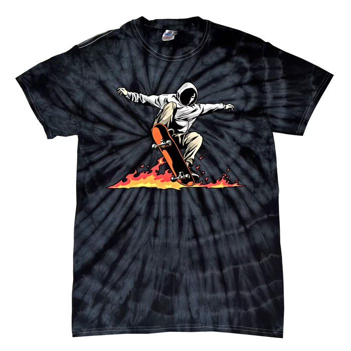 Skateboard Skateboarder Skater On Fire Skateboarding Gift Tie-Dye T-Shirt