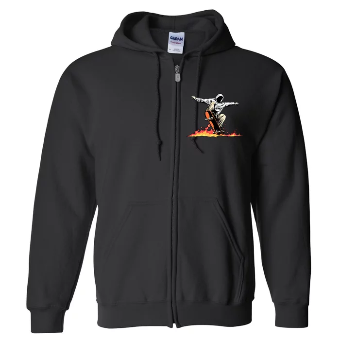 Skateboard Skateboarder Skater On Fire Skateboarding Gift Full Zip Hoodie