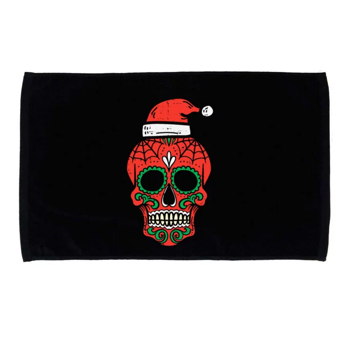 Sugar Skull Santa Hat Mexican Christmas Xmas Pj Microfiber Hand Towel