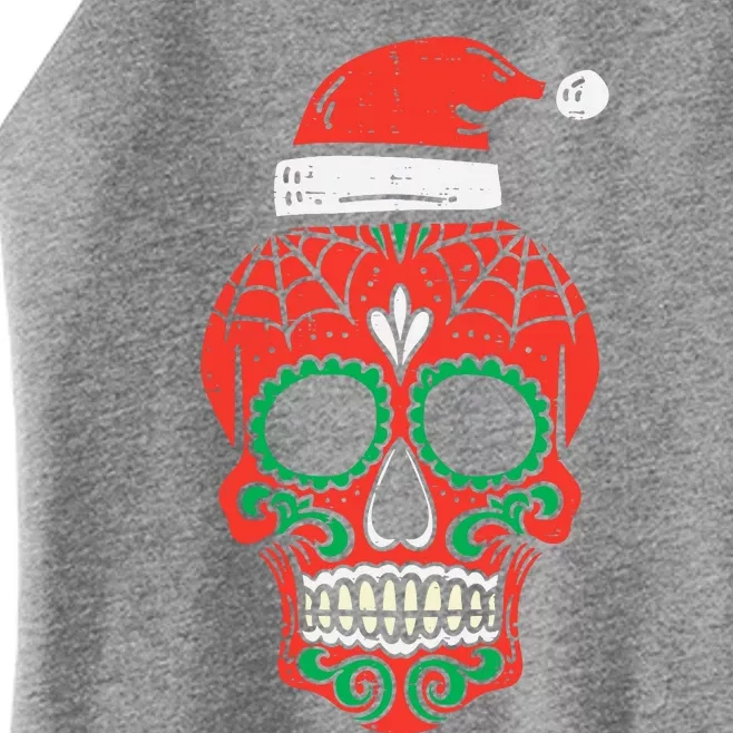 Sugar Skull Santa Hat Mexican Christmas Xmas Pj Women’s Perfect Tri Rocker Tank