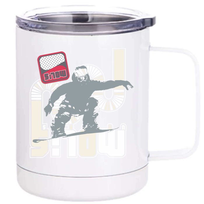 Snow Skiing Ski Graphic Funny Gift Front & Back 12oz Stainless Steel Tumbler Cup