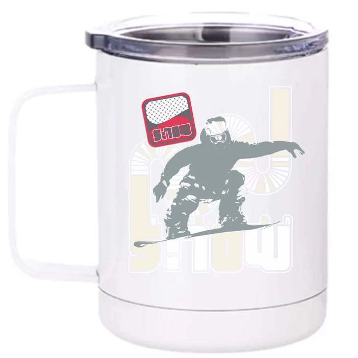 Snow Skiing Ski Graphic Funny Gift Front & Back 12oz Stainless Steel Tumbler Cup