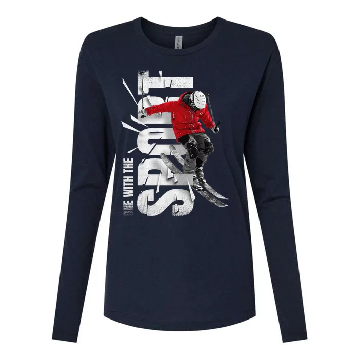 Snow Skiing Womens Cotton Relaxed Long Sleeve T-Shirt