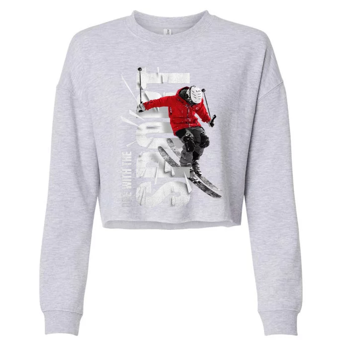 Snow Skiing Cropped Pullover Crew