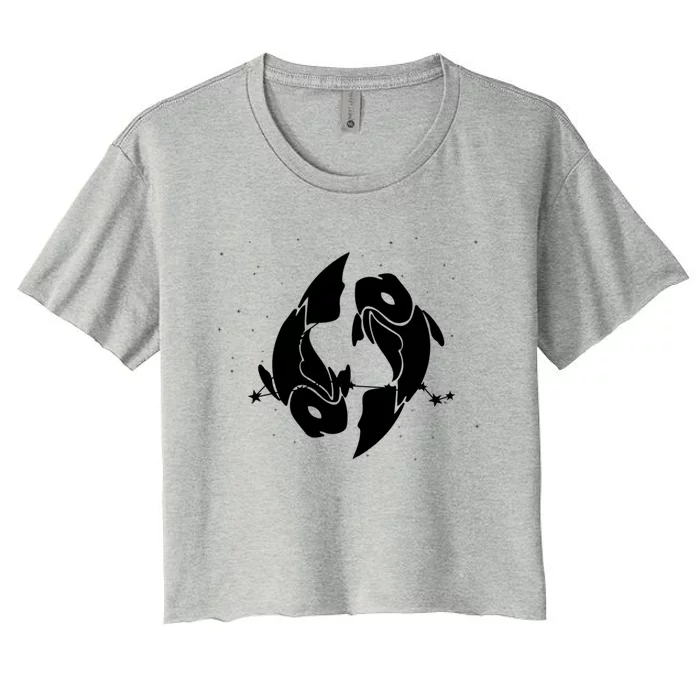 Star Sign Symbol Horoscope Pisces Zodiac Gift Women's Crop Top Tee