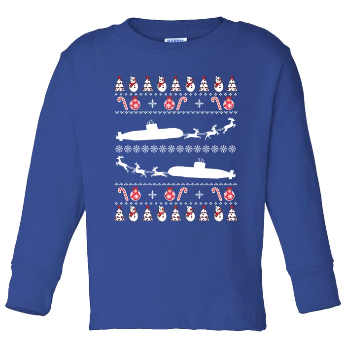 Submarine Service Submariner Ugly Christmas Gift Toddler Long Sleeve Shirt