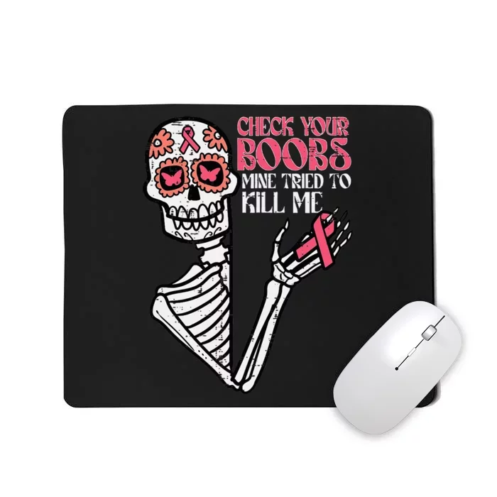 Sugar Skull Skeleton Breast Cancer Awareness Mousepad