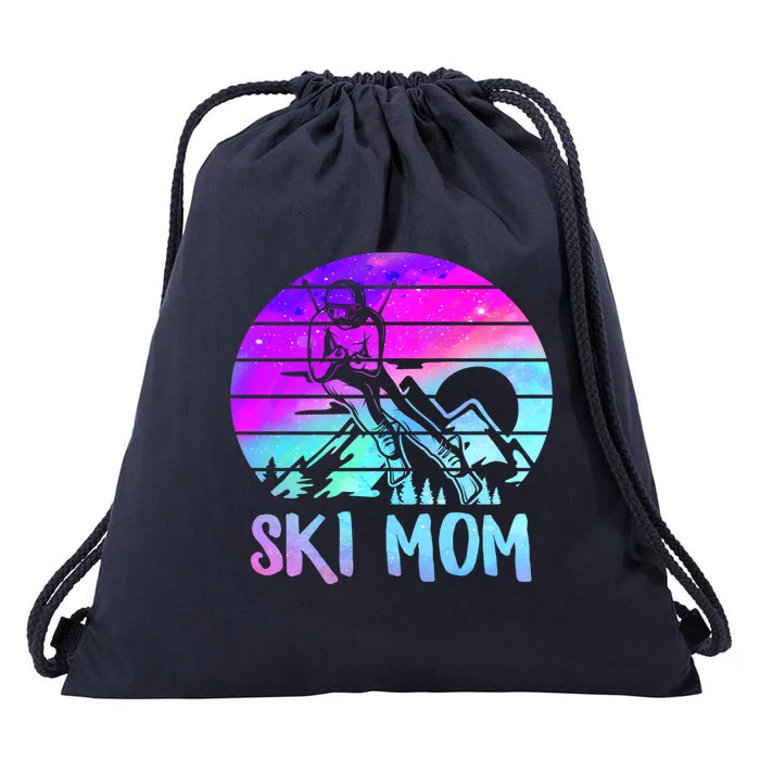 Ski Snowboard Skiing Mom Snowboarder Mountain Skier Mother Gift Drawstring Bag