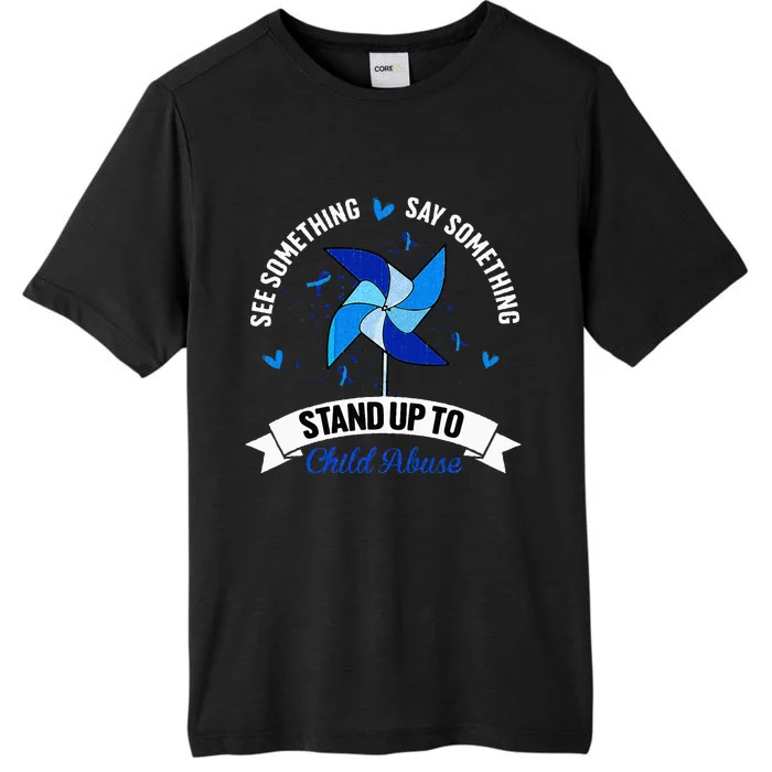 See Something Say Something Child Abuse Awareness Pinwheel ChromaSoft Performance T-Shirt