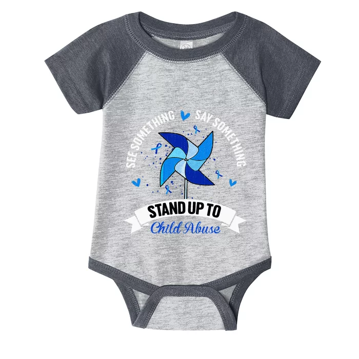 See Something Say Something Child Abuse Awareness Pinwheel Infant Baby Jersey Bodysuit