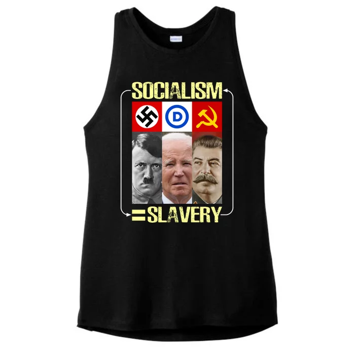 Socialism = Slavery Ladies Tri-Blend Wicking Tank