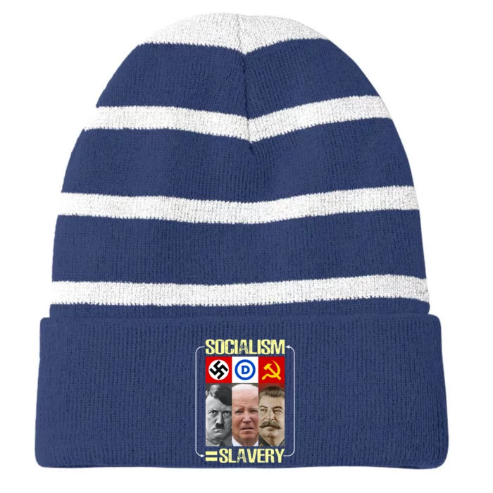 Socialism = Slavery Striped Beanie with Solid Band