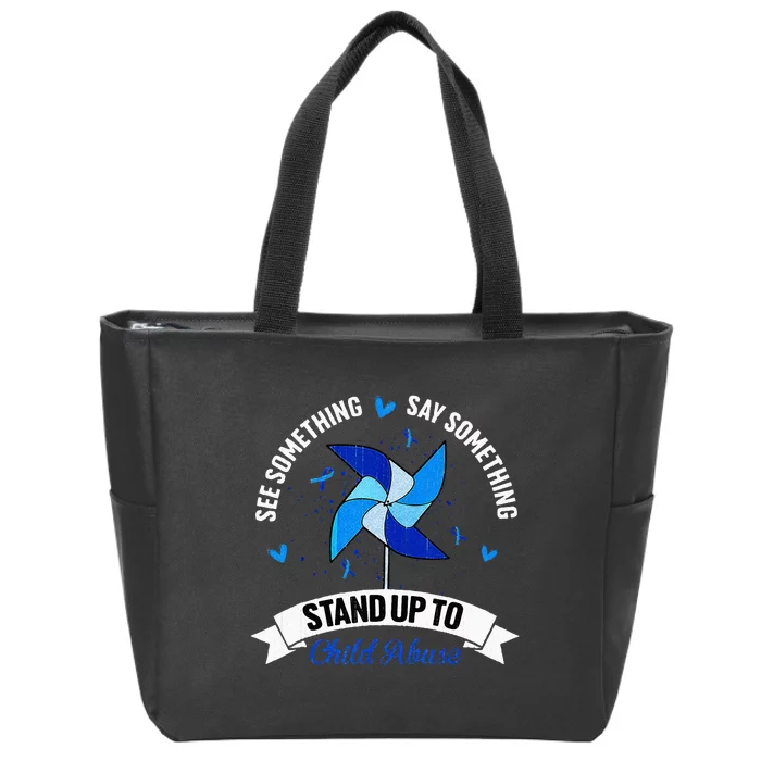 See Something Say Something Child Abuse Awareness Pinwheel Zip Tote Bag