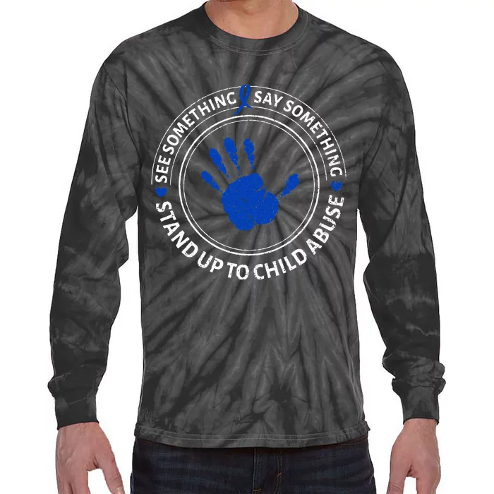 See Something Say Something Child Abuse Awareness Ribbon Tie-Dye Long Sleeve Shirt