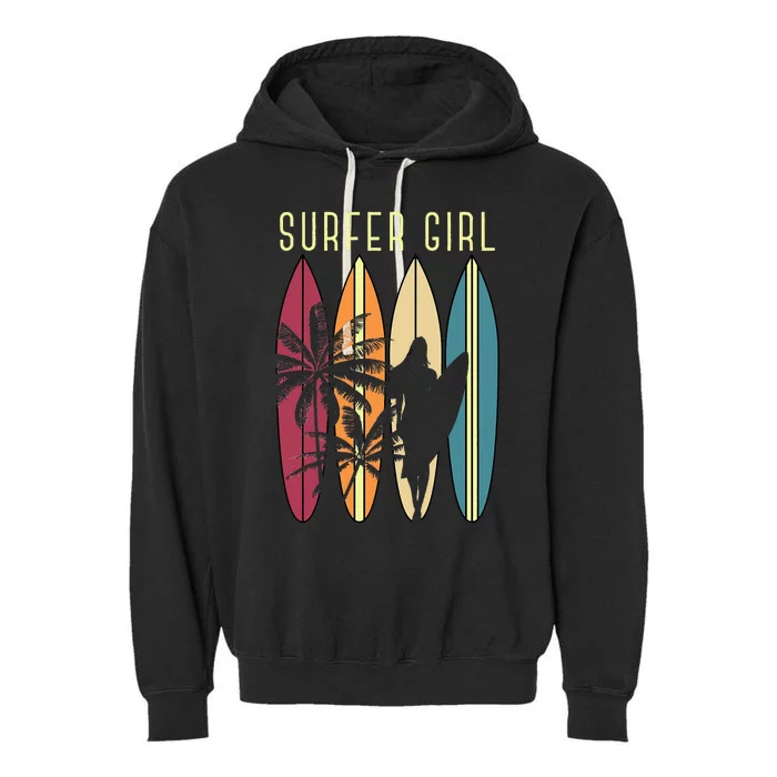 Surfer Surfboard Surfing Wo Surf Ocean Surfing Garment-Dyed Fleece Hoodie