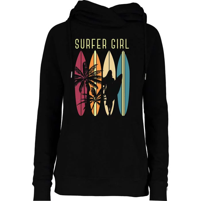 Surfer Surfboard Surfing Wo Surf Ocean Surfing Womens Funnel Neck Pullover Hood