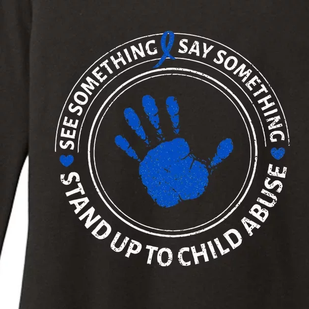 See Something Say Something Child Abuse Awareness Ribbon Womens CVC Long Sleeve Shirt