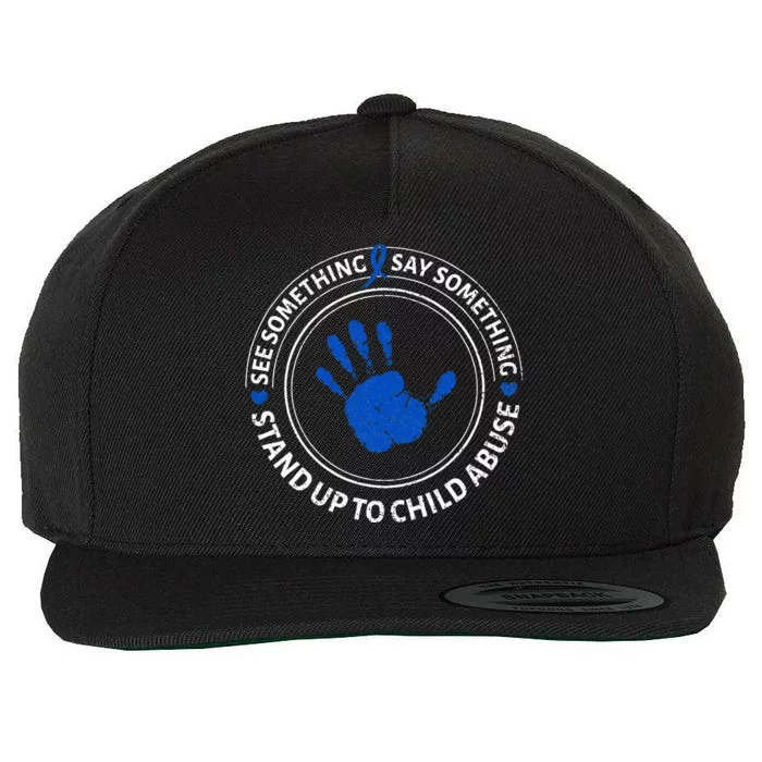 See Something Say Something Child Abuse Awareness Ribbon Wool Snapback Cap