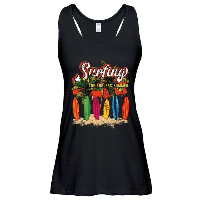 Surfboards Surfing Sunset California Beach Surfer Theme Gift Ladies Essential Flowy Tank