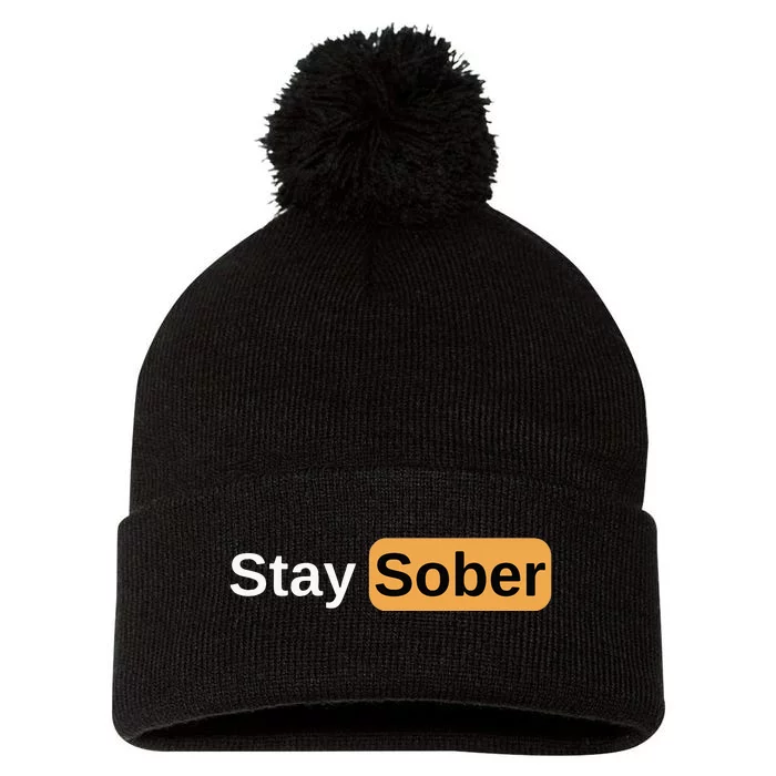 Stay Sober Pom Pom 12in Knit Beanie