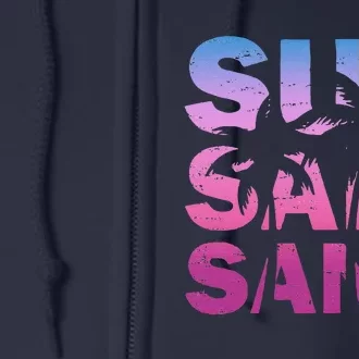 Sun Salt Sand Funny Palm Sun Retro Beach Summer Full Zip Hoodie