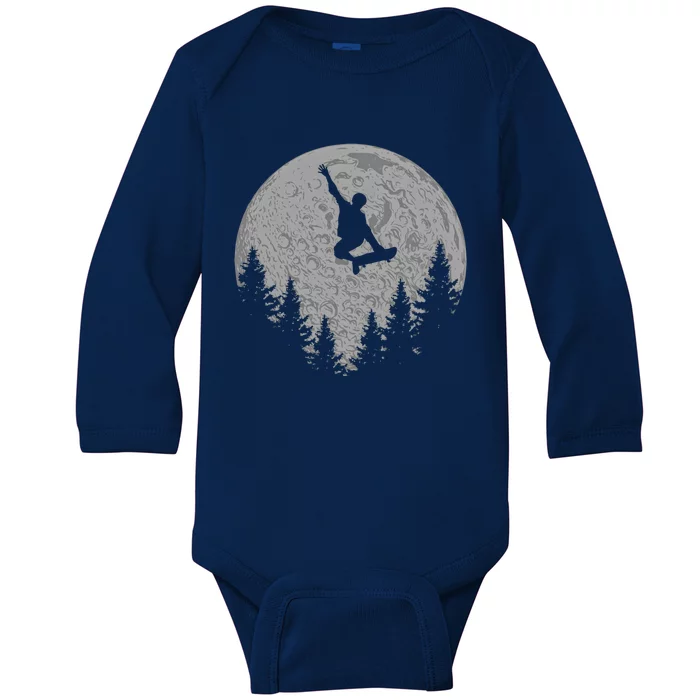 Skater Skateboard Stunt Moon Skater Gift Baby Long Sleeve Bodysuit