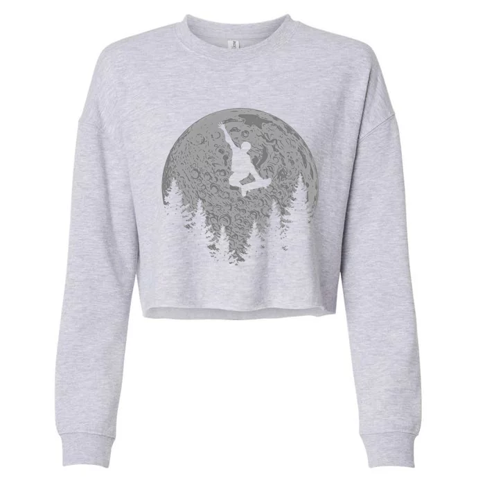 Skater Skateboard Stunt Moon Skater Gift Cropped Pullover Crew