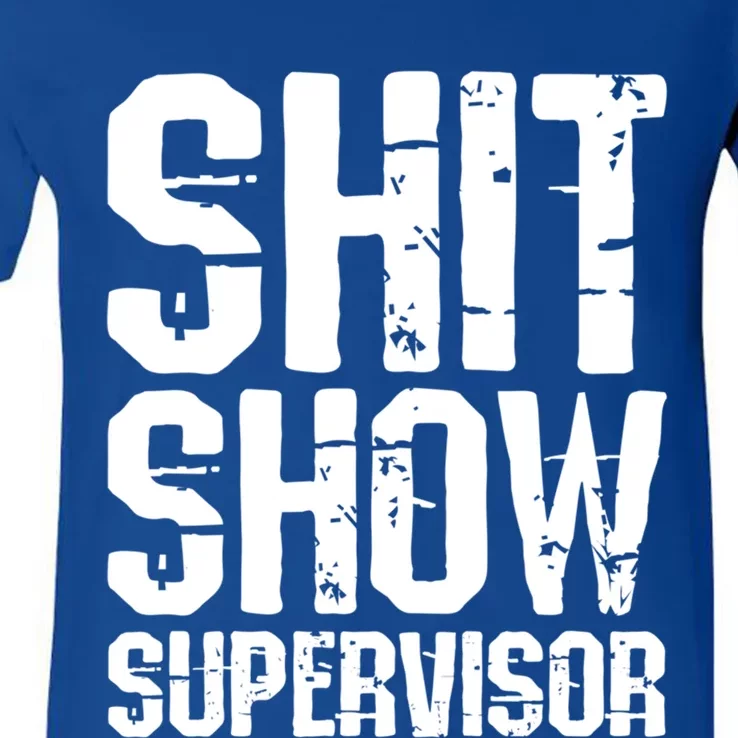 Shit Show Supervisor Funny Boss Ager Mom Teacher Retro Gift V-Neck T-Shirt