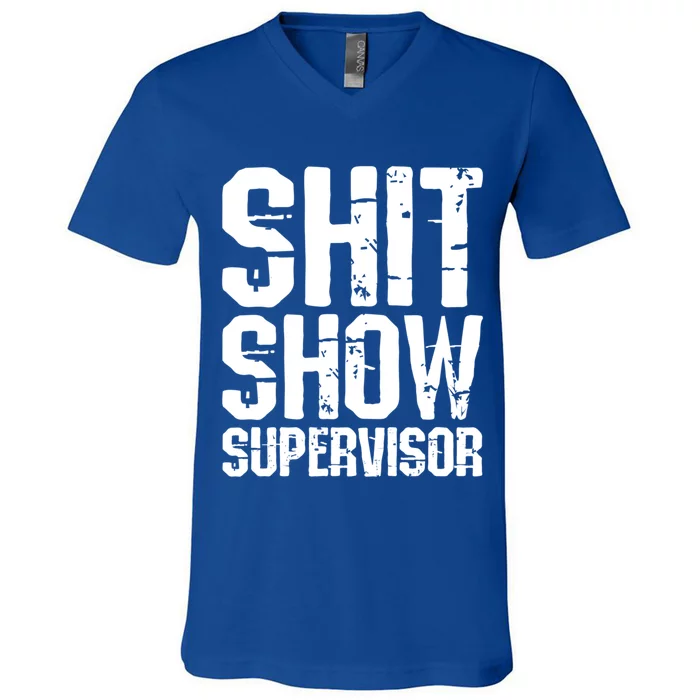 Shit Show Supervisor Funny Boss Ager Mom Teacher Retro Gift V-Neck T-Shirt